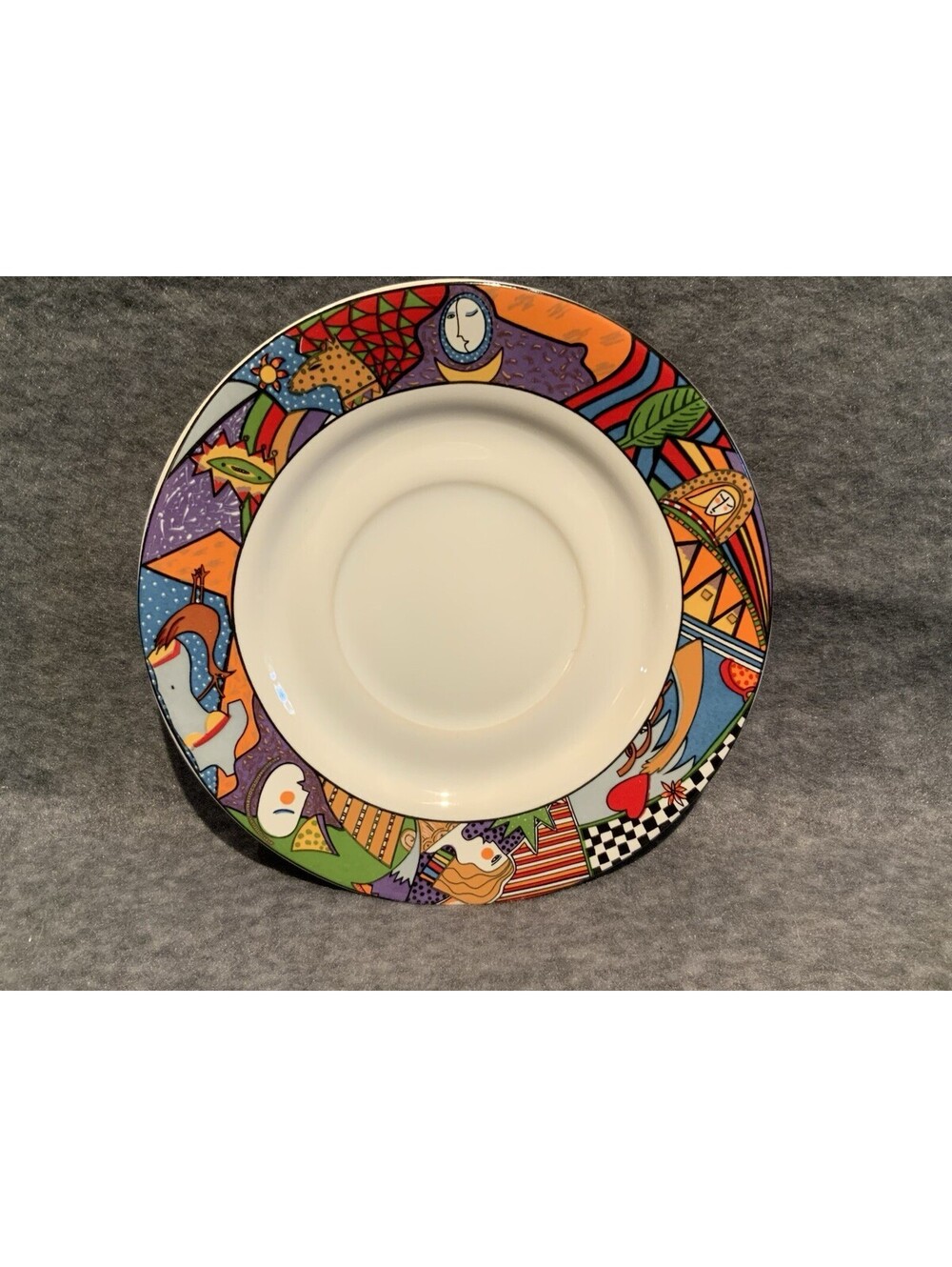 Vintage 1991 Vitromaster Metropolitan Stoneware Saucers Art Deco Pattern-Setof 3